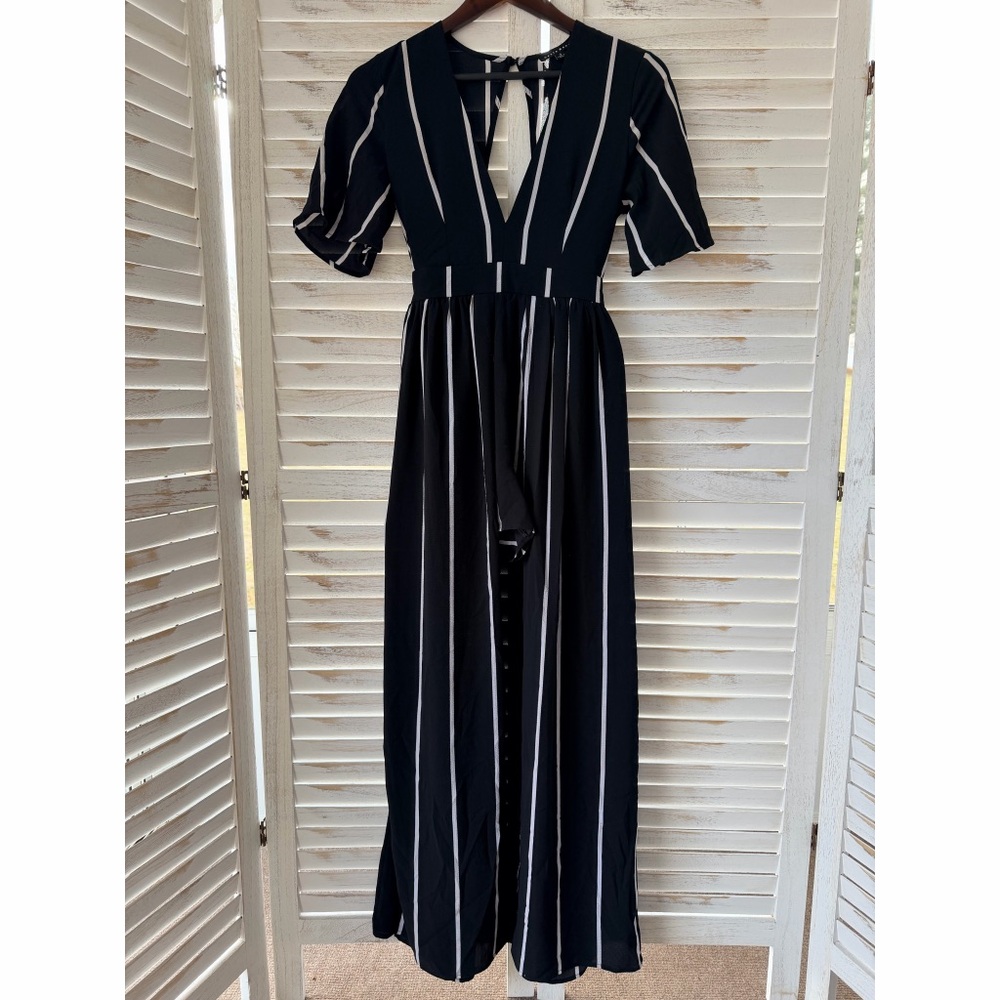 Haute Monde | Striped Maxi Romper